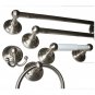 Towel Bar 18" Satin Nickel 5-Piece Bath Accessory Set With 7" Towel Ring, Paper Holder, Robe Hook
