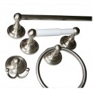 Towel Bar 24" Satin Nickel 4-Piece Bath Accessory Set With 7" Towel Ring, Paper Holder, Robe Hook