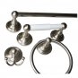Towel Bar 24" Satin Nickel 4-Piece Bath Accessory Set With 7" Towel Ring, Paper Holder, Robe Hook