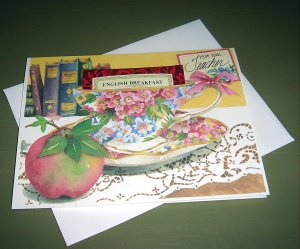 New TEA CUP GREETING CARD FOR YOU TEACHER