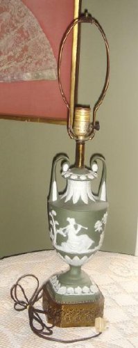Sage Green & White Table Lamp Wedgwood Style
