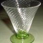 Elegant Vintage Wine or Cocktail Glass Crystal with a Green Foot