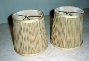 HANDSOME PAIR VINTAGE SILK SHADES, PRETTY HONEY COLOR
