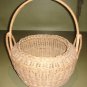 OUTSTANDING LARGE VINTAGE WICKER BASKET, FANCY HANDLE