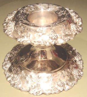 Beautiful Elaborate Silver Plated Candlestick Grapes & Grapevine
