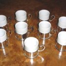 9 Demitasse Cups & Saucers Contemporary Silver Plate