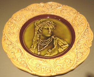 Outstanding European Majolica Cameo Figural Plate