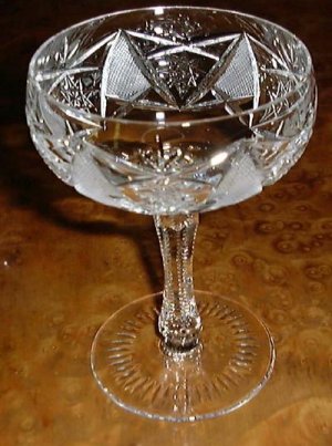 Elaborate Cut Glass Crystal Stem CHAMPAGNE or SHERBET Goblet