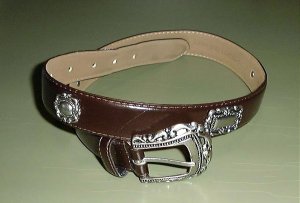 SUPER BROWN LADIES BELT With SILVER BUCKLE & MEDALLIONS #5