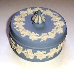 Handsome English Blue & White Wedgwood Jasperware Box England