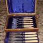 Elaborately Engraved Silver 12 Pc Fish Set Wood Boxed England