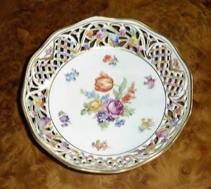 CHATEAU Dresden Flowers Schumann Germany Pierced Bowl