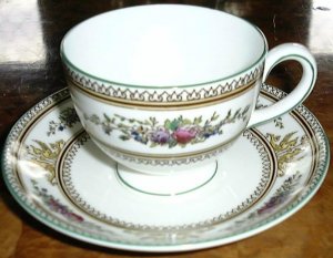 Wedgwood Columbia Enameled Footed Cup & Saucer Leigh Shape