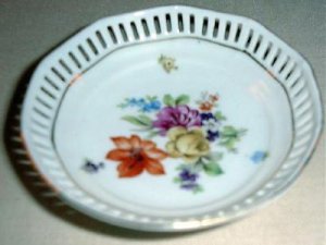4" DRESDEN FLOWERS Pierced Dish Schumann Bavaria Germany #4