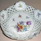 SAXE Pierced Porcelain Bowl DRESDEN FLOWERS Germany 1 of 2