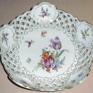 SAXE Pierced Porcelain Bowl DRESDEN FLOWERS Germany 2 of 2