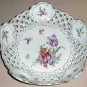 SAXE Pierced Porcelain Bowl DRESDEN FLOWERS Germany 2 of 2