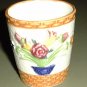 POTTERY VASE BASKETWEAVE with BOWL OF FLOWERS PATTERN