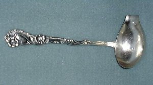 Super Vintage Sweden Silverplate Sauce Ladle Floral Handle