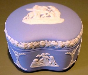 Blue & White English Jasperware Box Wedgwood England