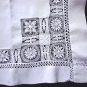 SUPER!! HANDMADE VINTAGE WHITE LINEN CLOTH W/ DRAWNWORK