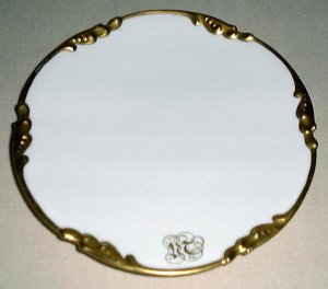 Rare Antique White & Gold Plates, set of 6 by JEAN POUYAT, Limoges, France