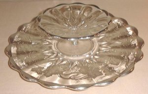 Sterling Silver Overlay & Glass Charger & Compote Set