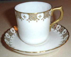 HERALDIC Royal Crown Derby English China Demitasse Cup & Saucer