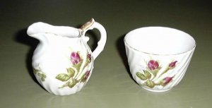 Porcelain Sugar & Creamer Roses Decorative Shabby Chic