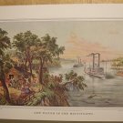 Currier & Ives Print LOW WATER IN THE MISSISSIPPI Boats