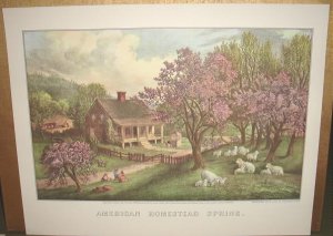 Currier & Ives Print AMERICAN HOMESTEAD SPRING Country