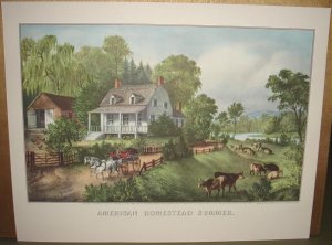 Currier & Ives Print AMERICAN HOMESTEAD SUMMER Country