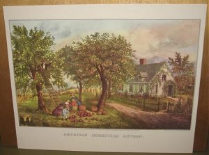 Currier & Ives Print AMERICAN HOMESTEAD AUTUMN Country