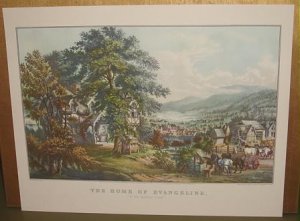 Currier & Ives Print HOME OF EVANGELINE In Acadian Land