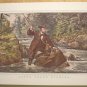 Currier & Ives Print BROOK TROUT FISHING Camp Boat