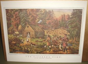 Currier & Ives Print THE PIONEER'S HOME Western Camp