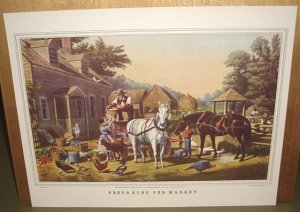 Currier & Ives Print PREPARING FOR MARKET Country Horse