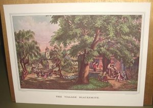 Currier & Ives Print THE VILLAGE BLACKSMITH Country
