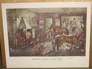 Currier & Ives Print TROTTING CRACKS AT THE FORGE Horse
