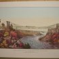 Currier & Ives Print RAIL ROAD SUSPENSION BRIDGE Train
