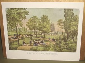 Currier & Ives Print CENTRAL PARK THE DRIVE City scene