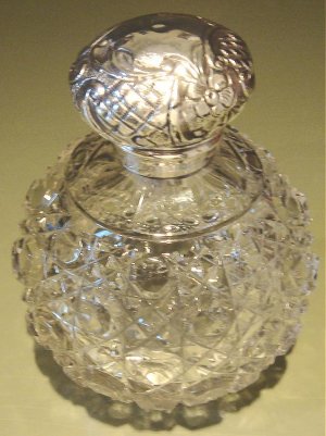 Wonderful Large Vintage Cut Glass Vanity Jar & Sterling Top