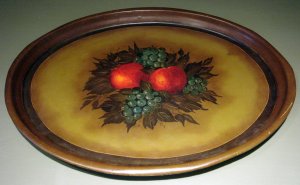 Shabby Chic Vintage Still Life Hand Painted Tole Serving or Display Tray