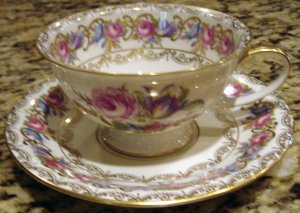Rosenthal VIENNA Footed Cup and Saucer Elaborate Flower Pattern