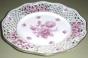 Rose & Gold Pierced Plate Schumann Arzberg Dresden Germany