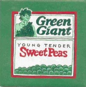 HAND PAINTED DECORATIVE FOOD LABEL CERAMIC TILE by TENNESSEE ARTIST, Green Giant sweet peas