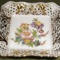 Dresden Flowers Square Decorative Reticulated  Dish Schumann Bavaria Germany artist signed