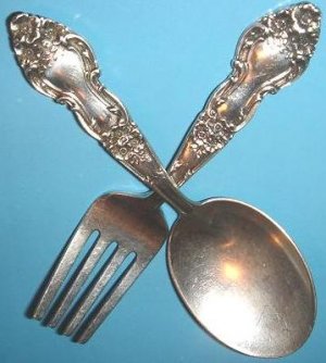 Sterling Baby Fork & Spoon Meadow Rose by Watson ca 1907