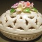 New Porcelain Trinket Box Cream Lattice Egg & Flowers
