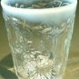 Vintage Tumbler Clear Pressed Pattern Glass White Opalescent Top